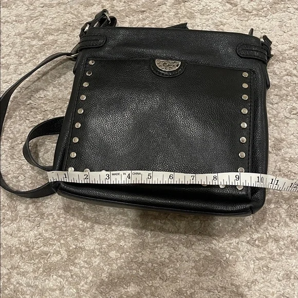 BRIGHTON PRETTY TOUGH BLACK STUDDED ROYCE SUPER ORGANIZERCROSSBODY HANDBAG